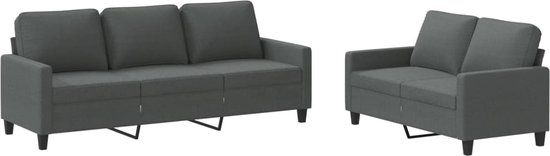 vidaXL 2-delige Loungeset met kussens stof donkergrijs