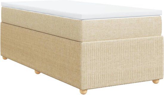 vidaXL Boxspring met matras stof crèmekleurig 90x190 cm