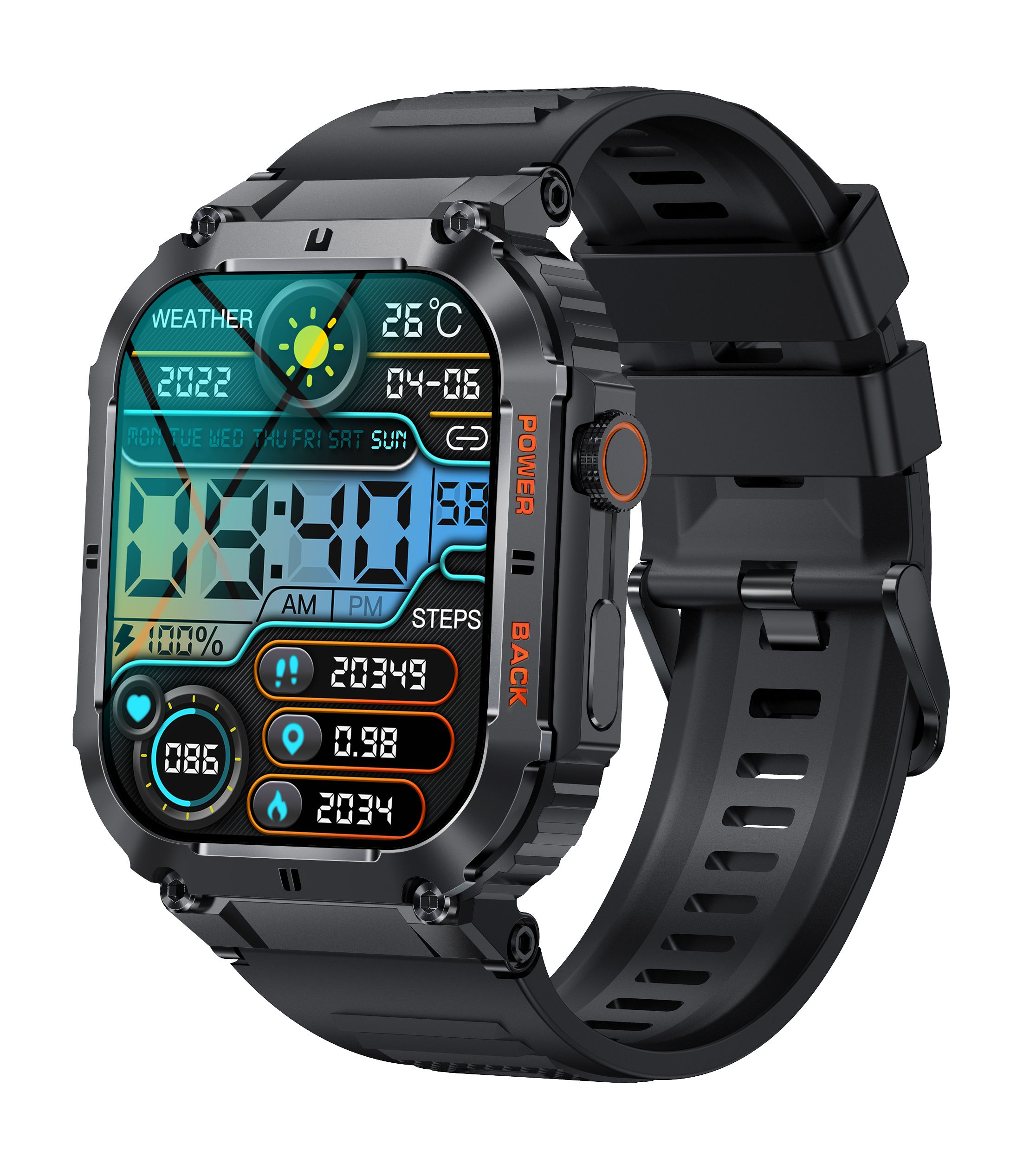 Denver SWC-191B Smartwatch - 1.96" IPS Display - Black