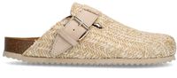 Sacha - Dames - Beige raffia clogs met gesp - Maat 38