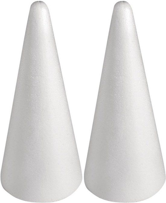 Rayher Hobby 2x Hobby/DIY piepschuim kegel vormen 28 cm - wit