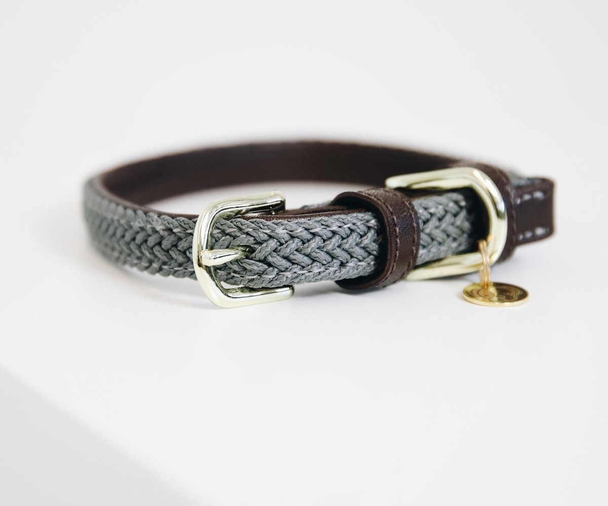 Kentucky Hondenhalsband Gevlochten Nylon - Grijs L grijs