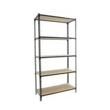 Simon Rack Metalen stelling 2000x1200x300 mm - Maderclick | 5 niveaus, Houten legbord, 200 kg buigbelasting, Corrosiewerende coating, Montage met kliksysteem, Antraciet