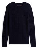 Tommy Hilfiger Pull en laine d'agneau torsadé bleu marine taille XL