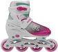 Roces Jokey X Skeelers Ajustables Filles - Patins à roulettes en ligne - Patins évolutifs - Blanc Rose - Taille 38-41