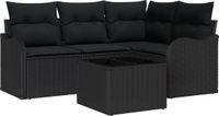 vidaXL Tuinbank Set Zwart Poly Rattan