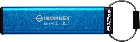 Kingston IronKey Keypad 200C 512GB USB Flash Drive - Blue