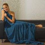 Sweet Home Plaid deken van fleece, 130 x 160 cm, effen blauw