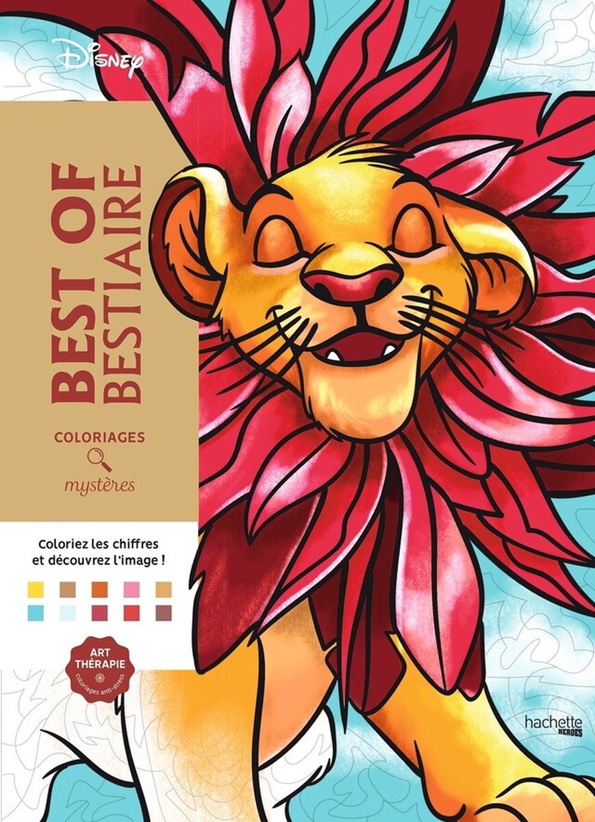 hachette heroes Coloriages Mystères Disney - Best of Bestiaire - Kleuren op Nummer - Kleurboek voor volwassenen