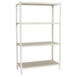 Simon Rack Metalen stelling 1500x1000x400 mm - Maderclick | 4 niveaus, Houten legbord, 150 kg buigbelasting, Corrosiewerende coating, Montage met kliksysteem, Wit