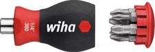 Wiha Schroevendraaier met bit magazijn magnetisch Pozidriv, Phillips met 6 bits, Stubby, 1/4\" in blister (33741)