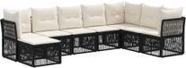 vidaXL Tuinbank - Set - 8 zitplekken - Zwart - Polyrattan