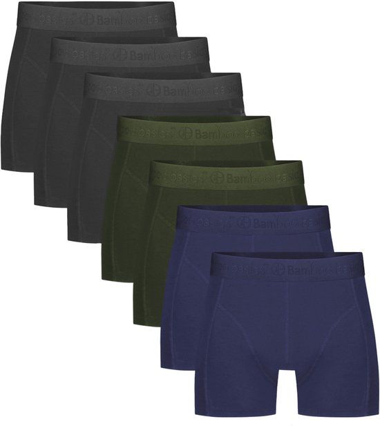 Bamboo Basics Rico Boxershorts Mannen - 7-Pack - Maat S - Zwart/Blauw/Groen