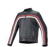 Alpinestars Dyno Leren Jas Zwart Ruby Rood Ecru - Jas
