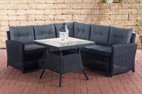 CLP Sierra Loungeset - Hoekbank met Eettafel - 5 mm Polyrotan & Aluminium - zwart
