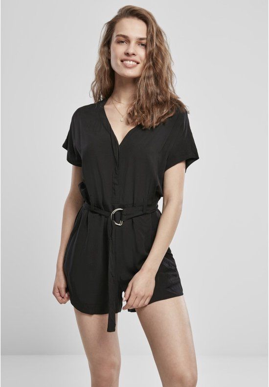 Urban Classics Viscose Belt Dames Jumpsuit - Zwart - XL