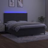 Maison Exclusive - Lit boxspring avec matelas et éclairage LED, gris foncé, 160x200 cm, velours