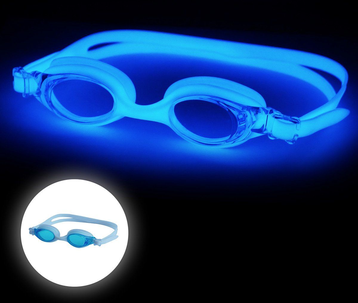 Finis Flowglow Zwembril - Blauw - Glow in the Dark - Kinderen
