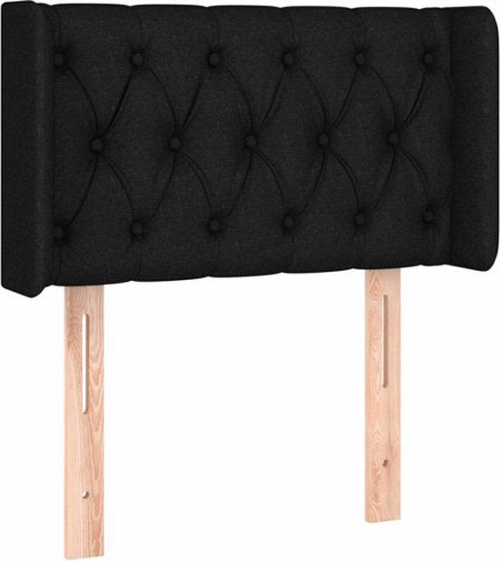 vidaXL Hoofdbord met randen 83x16x78/88 cm stof zwart