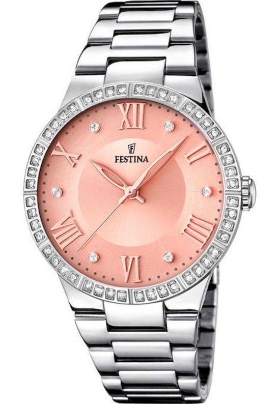 Festina Mademoiselle F16719/3 - Dameshorloge - Zilverkleurig - Roze wijzerplaat - Quartz
