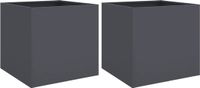 vidaXL Plantenbakken - 2 stuks - 49x47x46 cm - Staal - Antracietkleurig