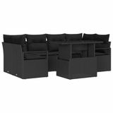 vidaXL Tuinbank Set 7-delig Zwart Polyrotan