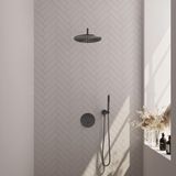 Brauer Gunmetal Edition Thermostatische Doucheset Inbouw - Hoofddouche 30 cm - Gebogen Wandarm - 3 Weg - Handdouche Rond - Doucheslang