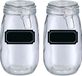 Zeller Weckpotten/inmaakpotten - 4x - 1.4L - glas - met beugelsluiting - incl. etiketten