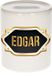 Bellatio Decorations Shoppartners Bv Spaarpot met voornaam Edgar - wit - met goud/zwart embleem - 8 x 9 cm - keramiek - met afsluitdop - cadeau verjaardag