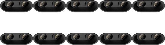 BES LED 10x Inbouwspot - Pragmi Zano Pro - GU10 - Ovaal - Zwart - Kantelbaar - 185x93mm