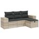 VidaXL 4-delige Loungeset met kussens, polyrattan, lichtgrijs