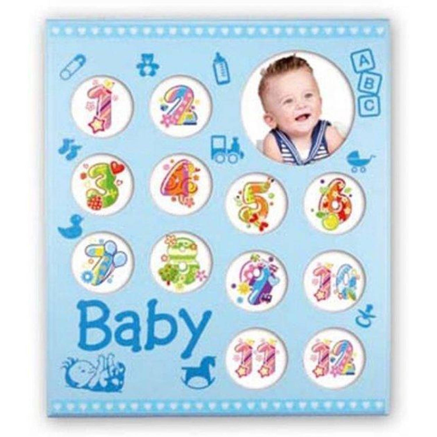 Zep - Houten Baby Multi Fotolijst Baby Gallerie Blue voor foto formaat 12x8x8 14x14 - WG3BL