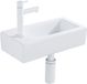 QeramiQ Fuente Fonteinset - 37.5x18.5x9cm - keramiek - kraangat links - fonteinkraan mat wit - afvoerplug - verlaagd sifon - Glans wit