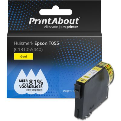 PrintAbout Huismerk Epson T055 (C13T055440) Inktcartridge Geel