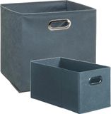5five Set van 2x stuks opbergmanden/kastmanden 7 en 29 liter blauwgrijs van linnen 31 cm