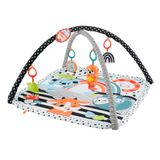 Fisher-Price 3-in-1 Muziek, Glim en Groei Gym, babyspeelmat met lichtjes en zintuiglijke speeltjes voor pasgeborenen
