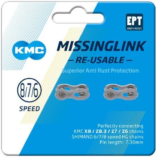 KMC MISSINGLINK 7/8R EPT ZILVER 7.3MM 2ST