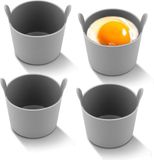Wan GmbH Airfryer Ramekins - Moule à œuf en silicone - Préparation du petit-déjeuner - Avec poignées - 7,5 x 5,5 cm - Gris