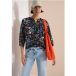 blouse à manches 3/4 avec encolure fendue et imprimé