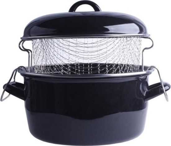 OTIX Frituurpan - Zwart - Emaille - 24 cm - 3.5 Liter