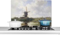 KitchenYeah Spatscherm keuken - Molen - Schilderij - Nederland - Oude meesters - 80x55 cm - Aluminium