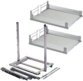 Sotech DISPENSA junior III apothekerslade zilvergrijs voor kastbreedte 400 mm met ARENA glazen frame planken