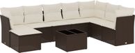 vidaXL 9-delige Loungeset met kussens, polyrattan, bruin