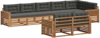 vidaXL - Salon d'angle - 8 places assises - Naturel et anthracite - Acacia bois