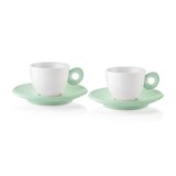 Guzzini - EVERYDAY Set van 2 koffiekopjes met schotel - Mauve groen - 081700243