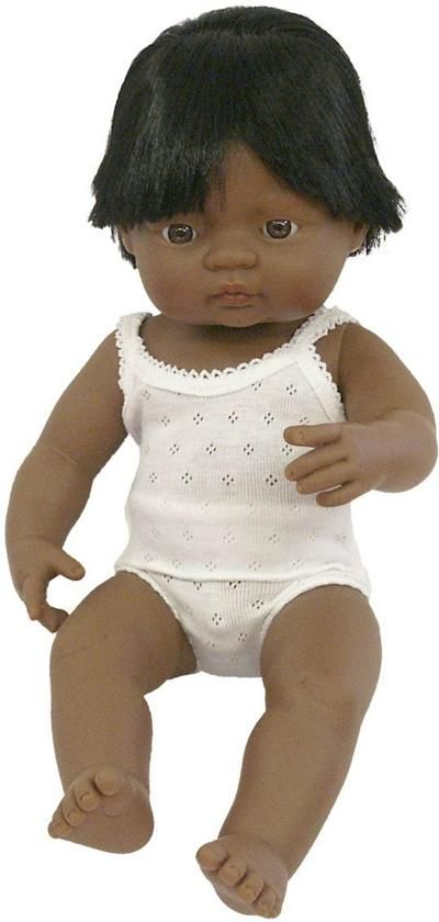 Miniland pop Latijns / Amerikaans donkere meisje badpop 38 cm