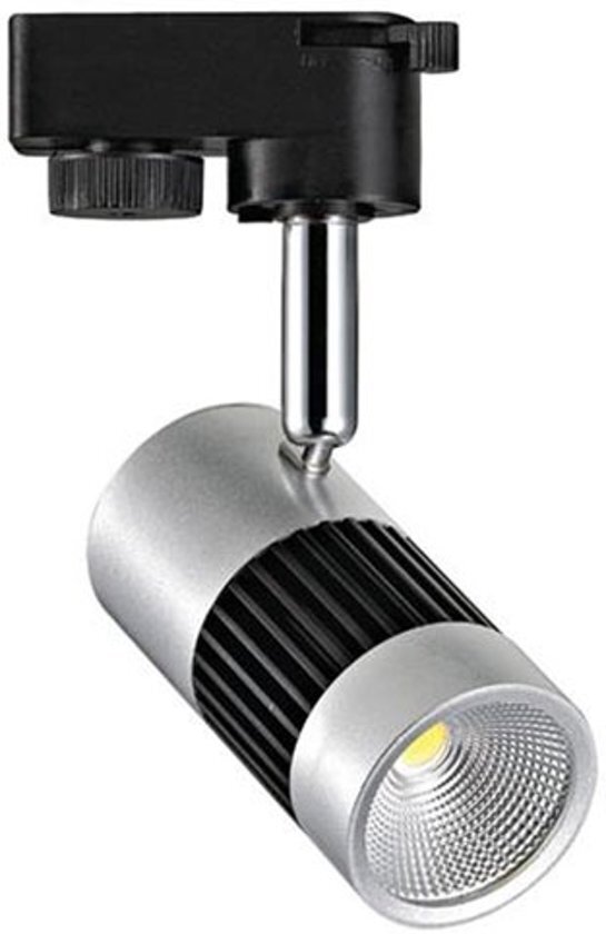 BES LED LED Railverlichting - 8W Rond - Natuurlijk Wit 4200K - Mat Zwart/Zilver Aluminium