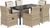 vidaXL Ensemble de jardin 7 pièces Poly rotin beige avec coussins