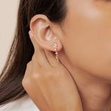 Hey Happiness Zirkonia Oorknopjes Dames - 925 Sterling Zilver 18K Goud Verguld - Hangende Ketting Oorbellen - Hypoallergeen - Goud