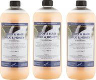 Claudius Cosmetics B.V. Body & Hair Milk & Honey 1 liter - set van 3 stuks - 2 in 1 voor lichaam en haar